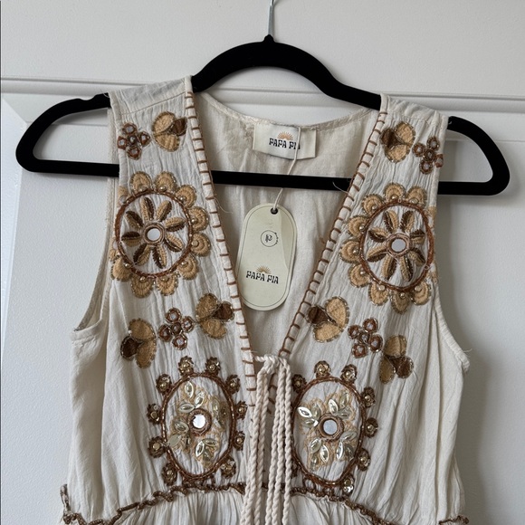 Chic Cream and Brown Floral Maxi Dress - Picture 3 of 4